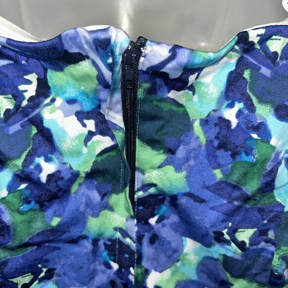 New York & Co. Stretch Blue White Floral Minidress Size 8 Spaghetti Or Strapless - Picture 4 of 5